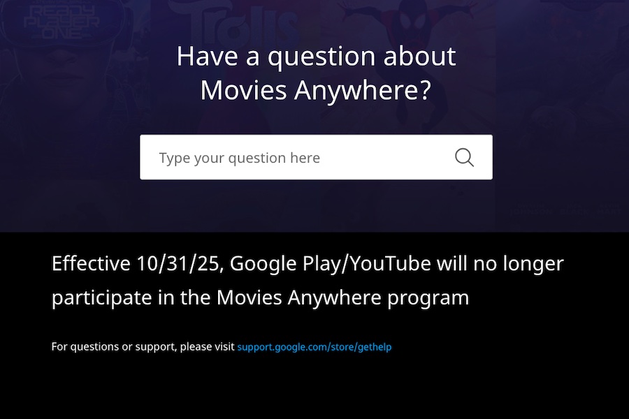 Disney/YouTube TV Spat Results in Google Play/YouTube Leaving Movies Anywhere