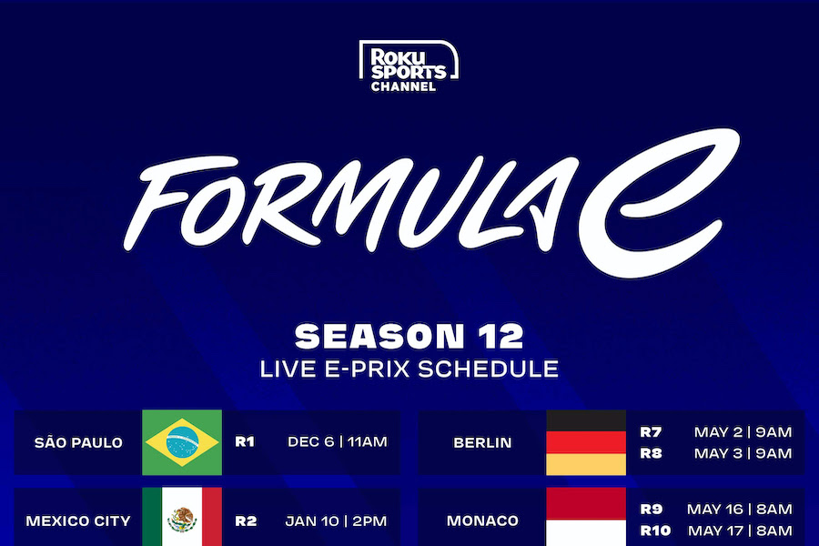 Season 12 of Formula E Racing Streaming Free on Roku Channel